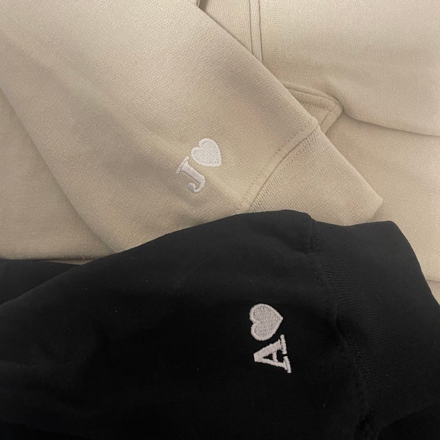 Hoodie with initials on sleeve sale
