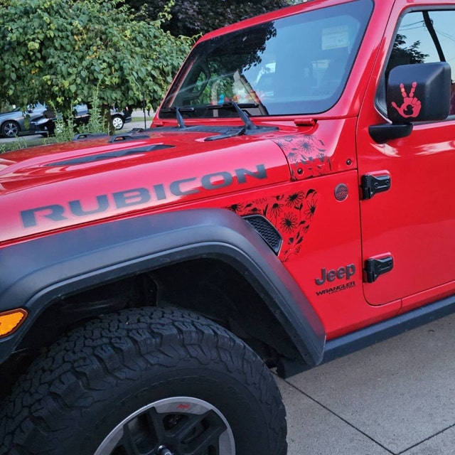 Daisies & Leaves Cowl Decal Set | Fits Jeep Wrangler JL JLU