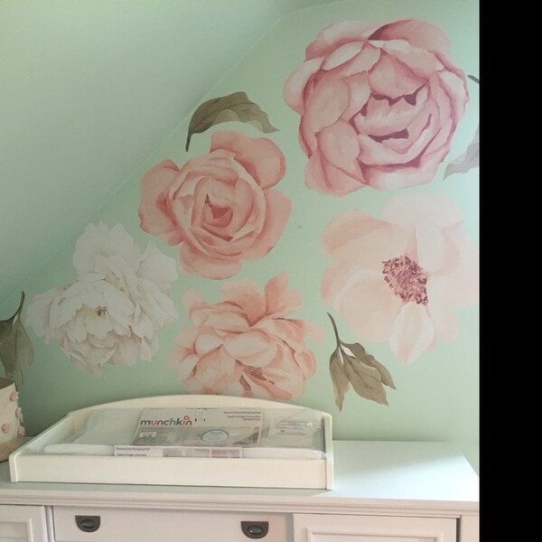 Peachy Peony & Rose Individual Wall Decals - Etsy