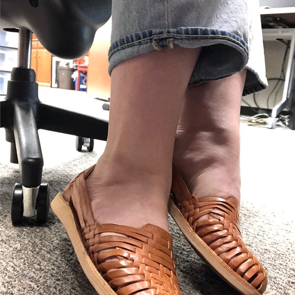 tan and white huaraches