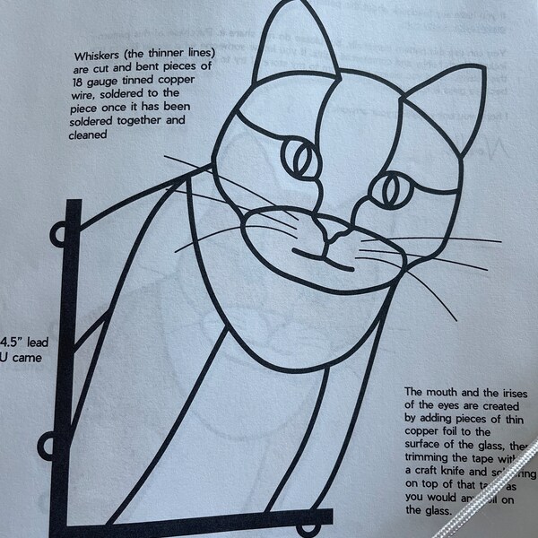 Cat Suncatcher Stained Glass Pattern: Feline Lover Template PDF & PNG ...