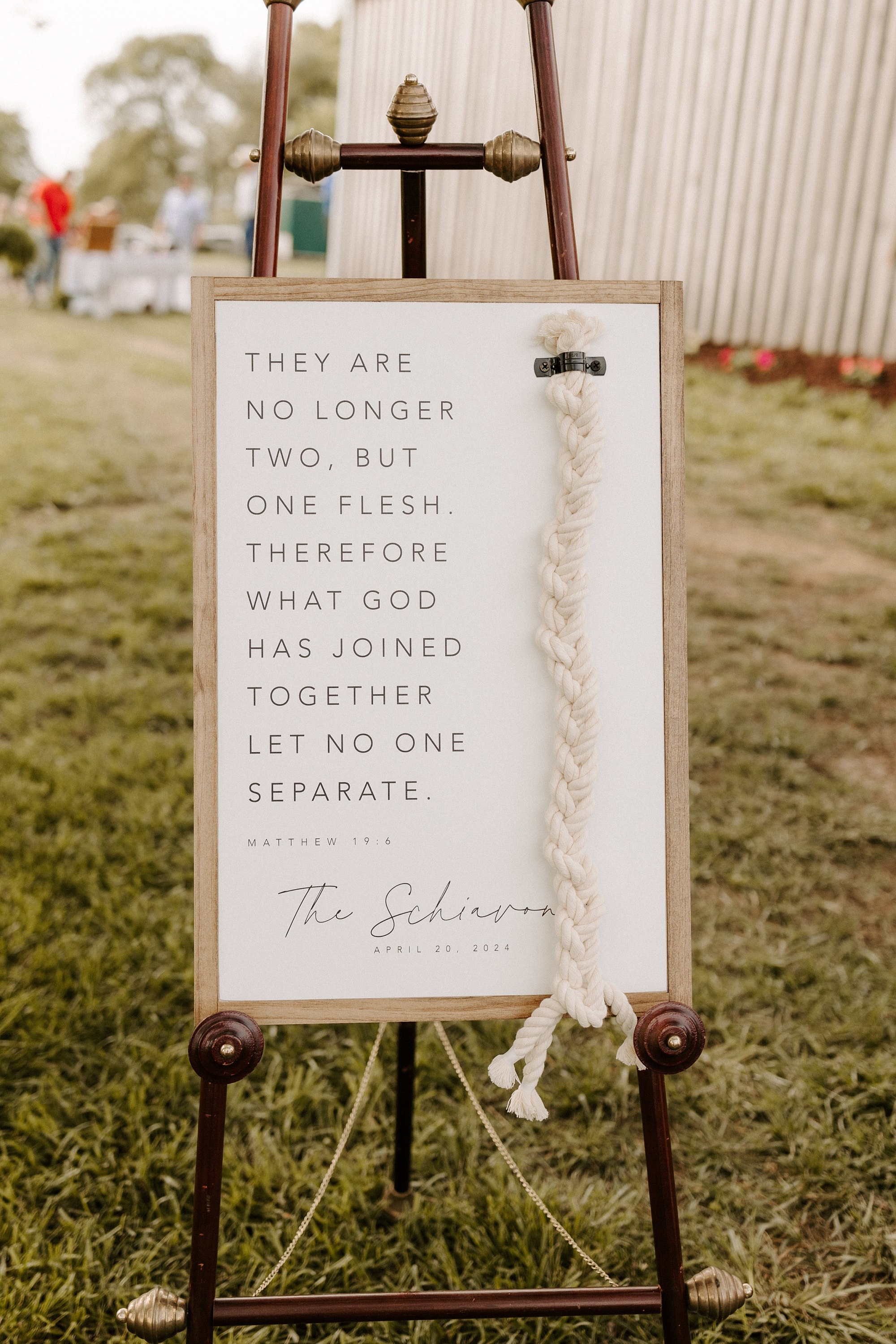 Matthew 19:6 They Are No Longer Two A Cord Of Three Strands Is Not Easily Broken Established Framed Wood Sign Wedding Unity Ceremony Gift