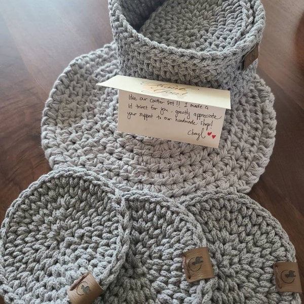 Round Coasters, Set of 4 / 6 / 8| Hand Crocheted With Cotton Cord| With ...