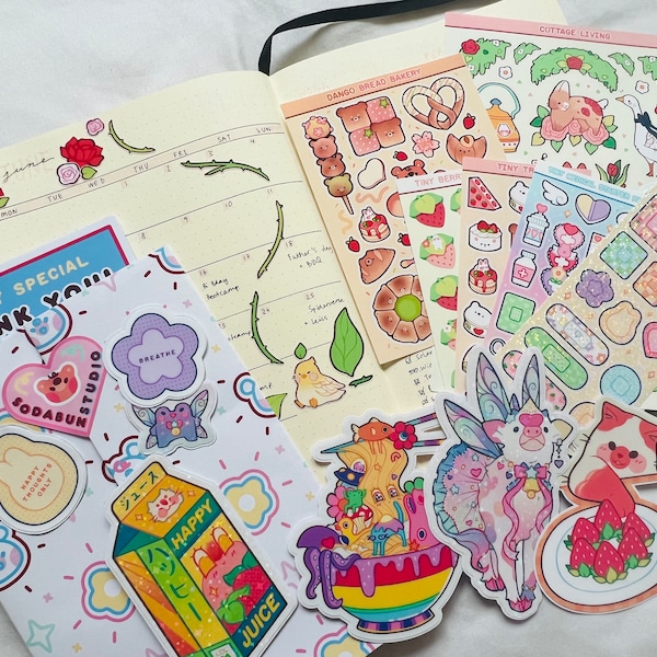 Cottage Living | Cute Waterproof Handmade Floral Sticker Sheet | Kawaii ...