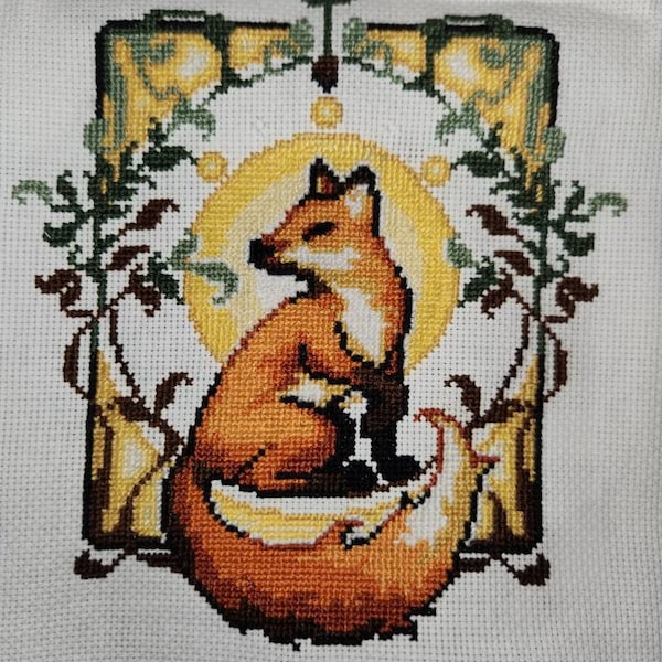 Art Nouveau Fox - Fancy Fox - Floral Arrangement - Forest Cross Stitch ...