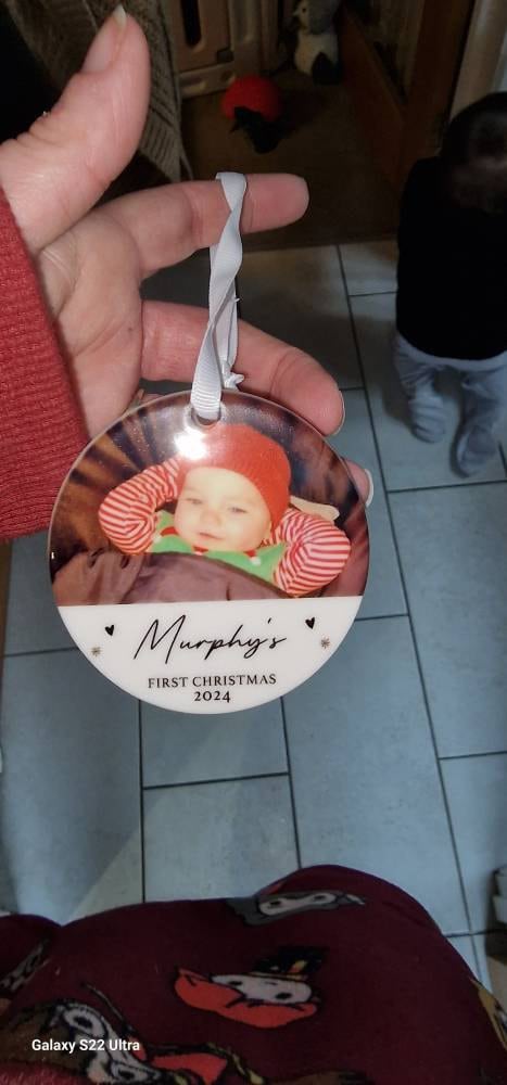 Personalised Babys First Christmas Bauble | Babys 1st Christmas Bauble | Baby’s 1st Christmas Gift | 1st Christmas Decoration - Photo Upload