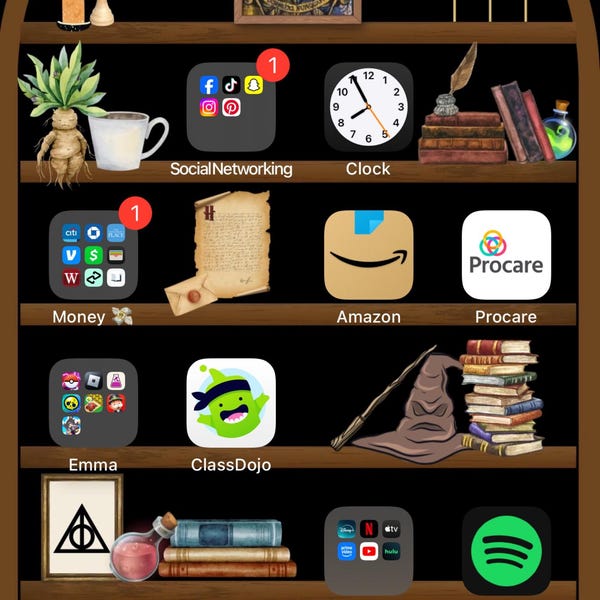 Floral Autumn Bookshelf Wallpaper for iPhone Ios 18 *digital Download ...