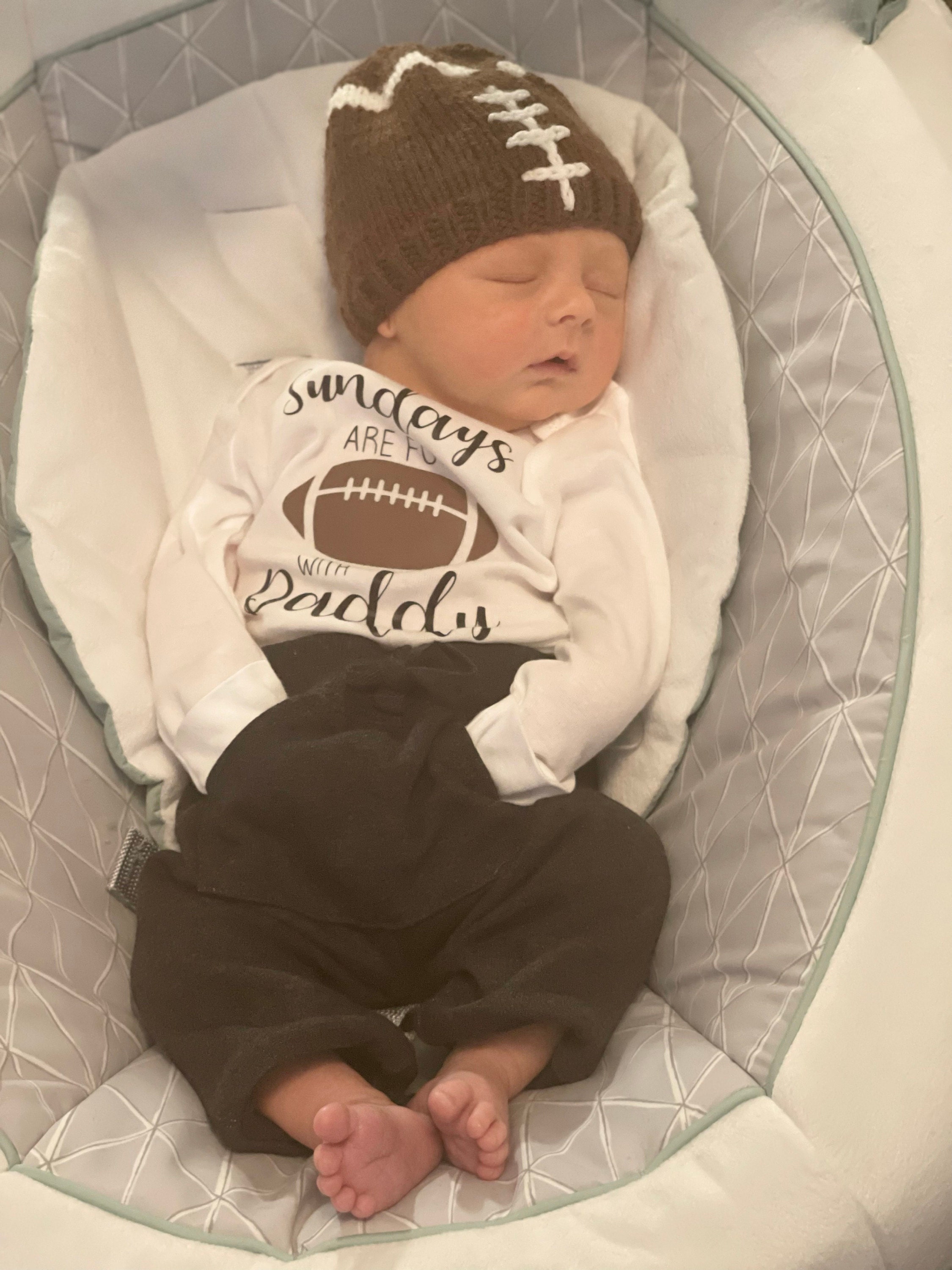 Football Hat, Baby Football Knit Hat, Toddler Football Hat, Toddler Football Knitted Hat, Baby Boy Hat, Baby Football Hat, Football Hat
