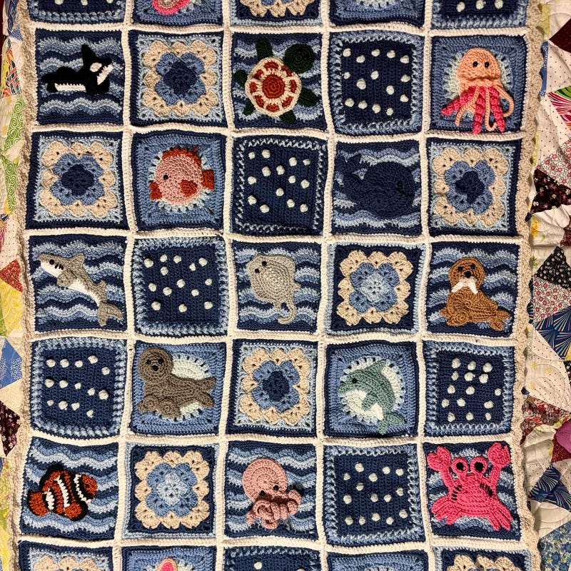 Ocean Pals blanket made by Alexandra