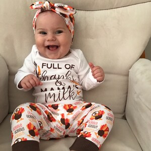 Kleding Meisjeskleding Babykleding voor meisjes Kledingsets Mijn eerste Thanksgiving-outfit voor babymeisjes 