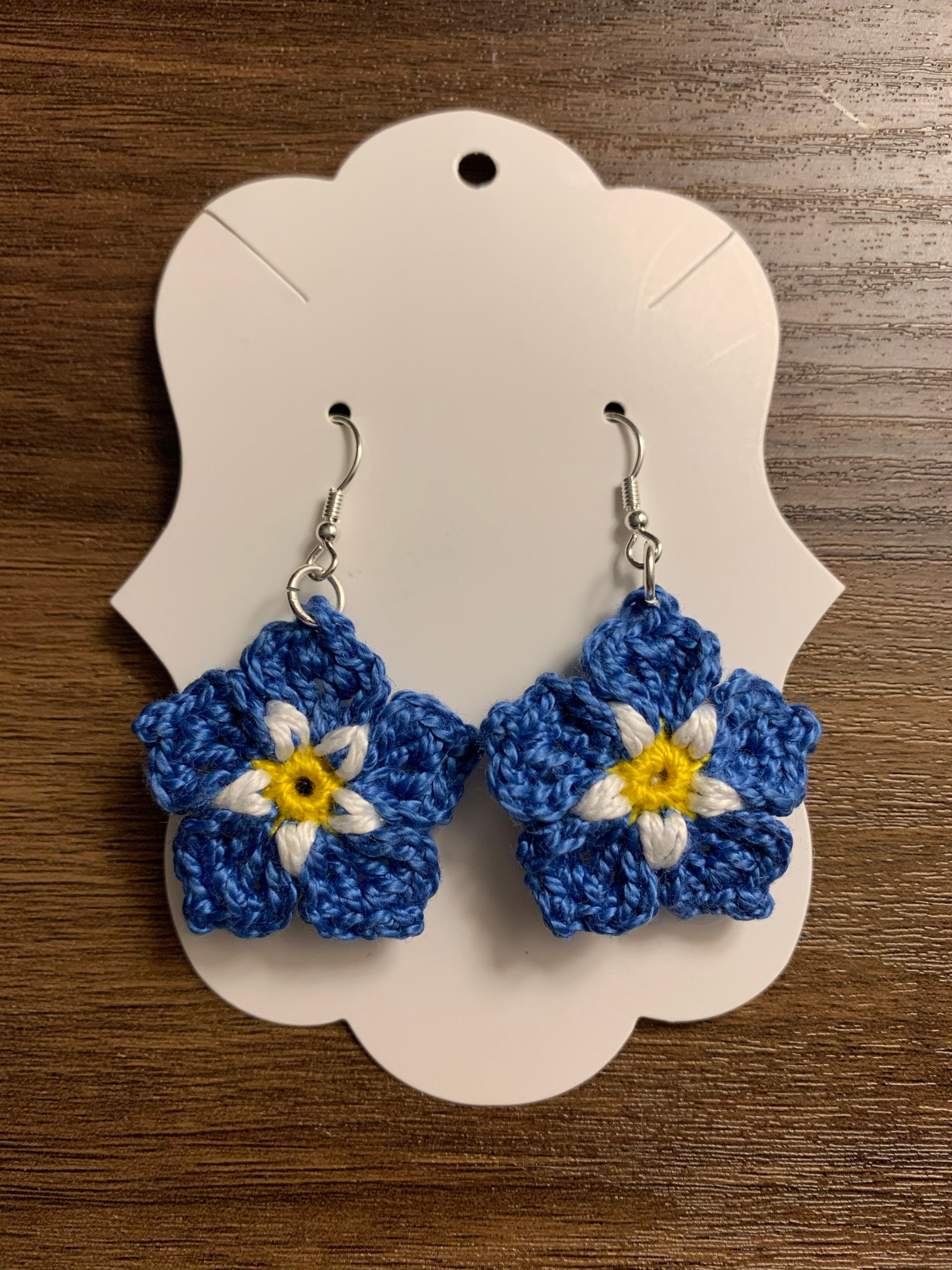 Micro crochet Forget me not and cherry blossom jewellery pattern, crochet flower making tutorial, crochet PDF pattern digital download
