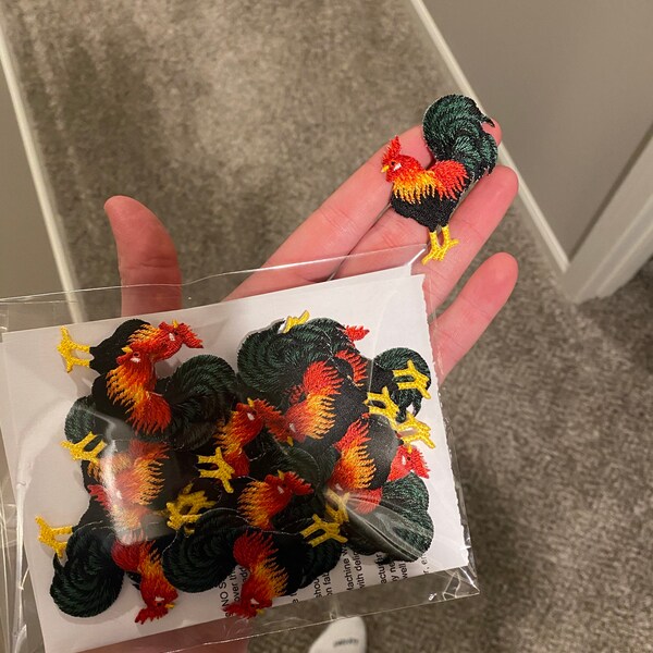 Rooster Patch Cockerell Iron on Embroidered Applique - Etsy