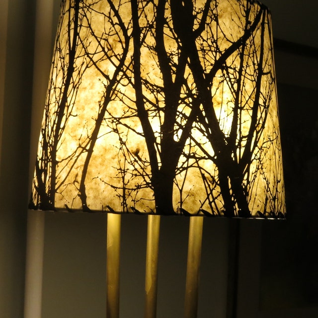 Tree silhouette lamp on sale shade