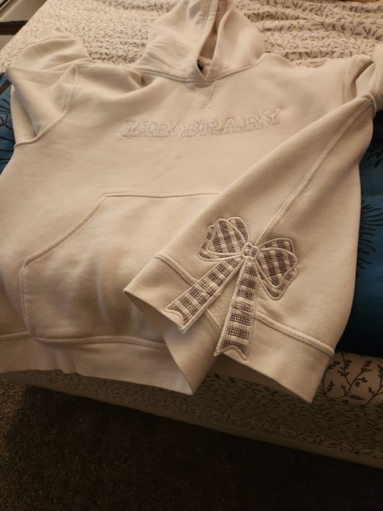 Customer project using Gingham Plaid Butterfly Bow embroidery design