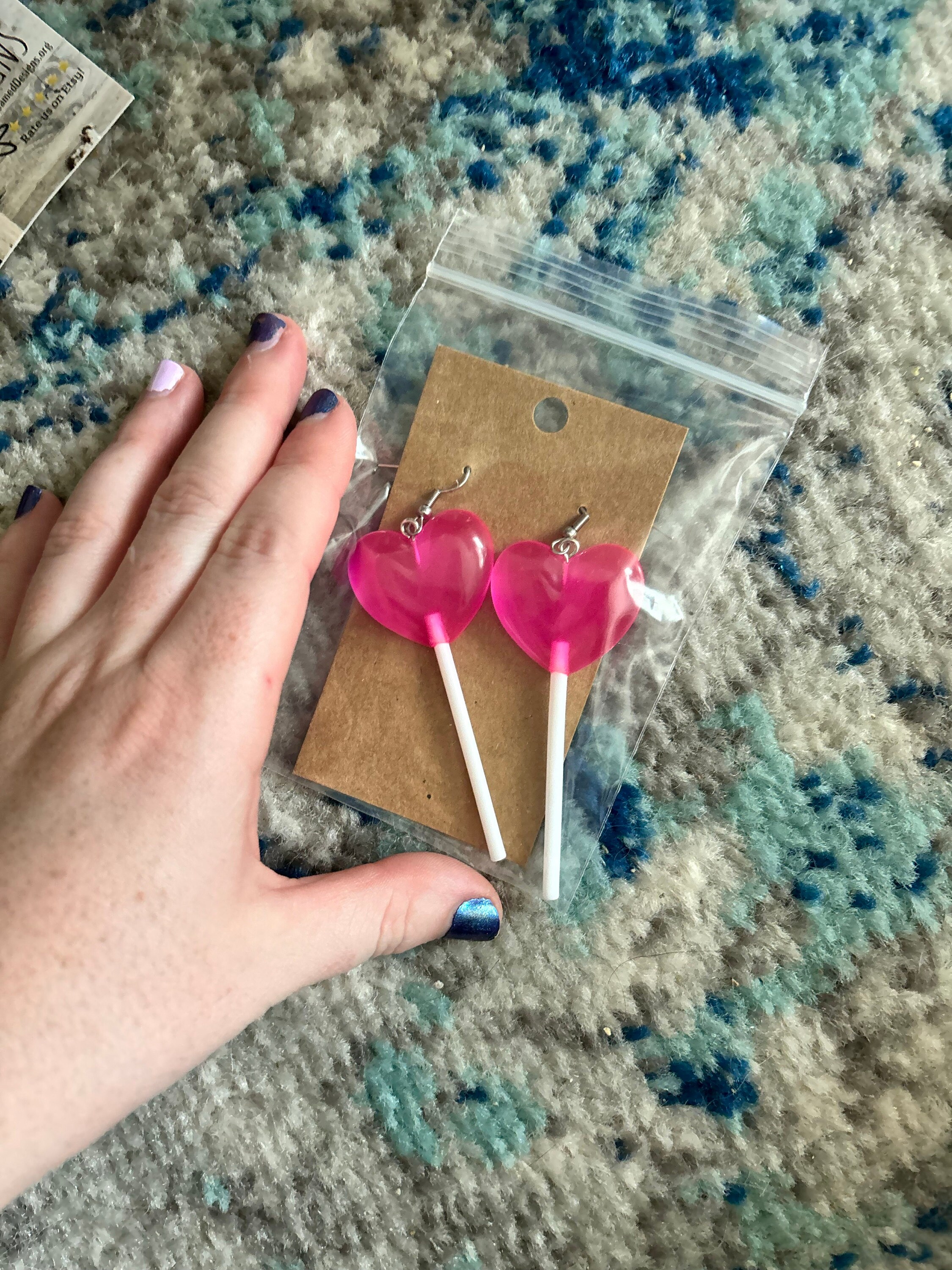 Valentine’s Day Heart Lollipop Earrings, Valentine’s Day Earrings, Valentine’s Day Suckers, Heart Earrings