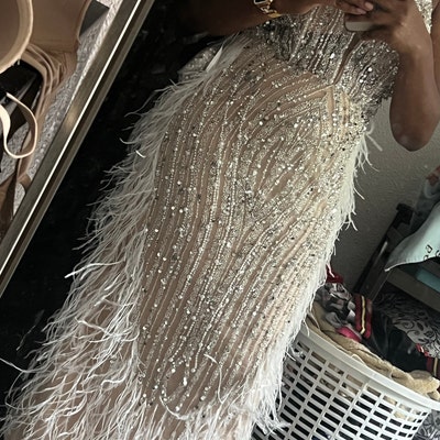 Winee Rhinestones embellished Blazer Set White