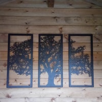 Metal Wall Art Decor 3D Sculpture 3 Piece Oak Tree Modern Decor Tree of ...