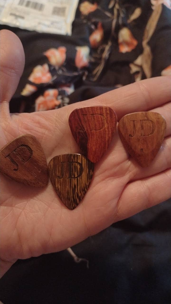 4  Acoustic Guitar Exotic Timber Tones Guitar Picks - Personalisation and Gift Box Options