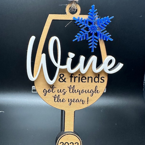 Wine Glass Ornament | Gift for Friends | Glowforge, Svg Laser-ready Cut ...