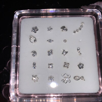 Mixed Nose Studs Box Sterling Silver Clear CZ Gemstones Nose - Etsy