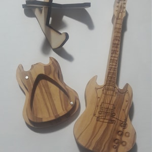 Púa de madera personalizada con grabada láser, púa de madero olivo