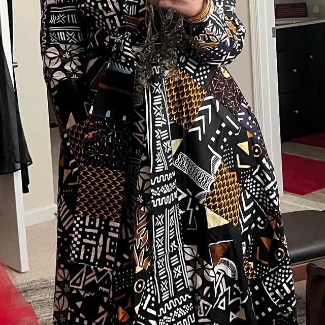 その他 Apoilna  MARA DRESS QUILT PRINT 2-3 Printed silk flared dress, black | 