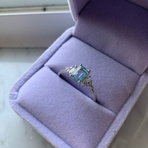 Amelia Aquamarine Ring Sterling Silver Ring Emerald Cut Aquamarine ...