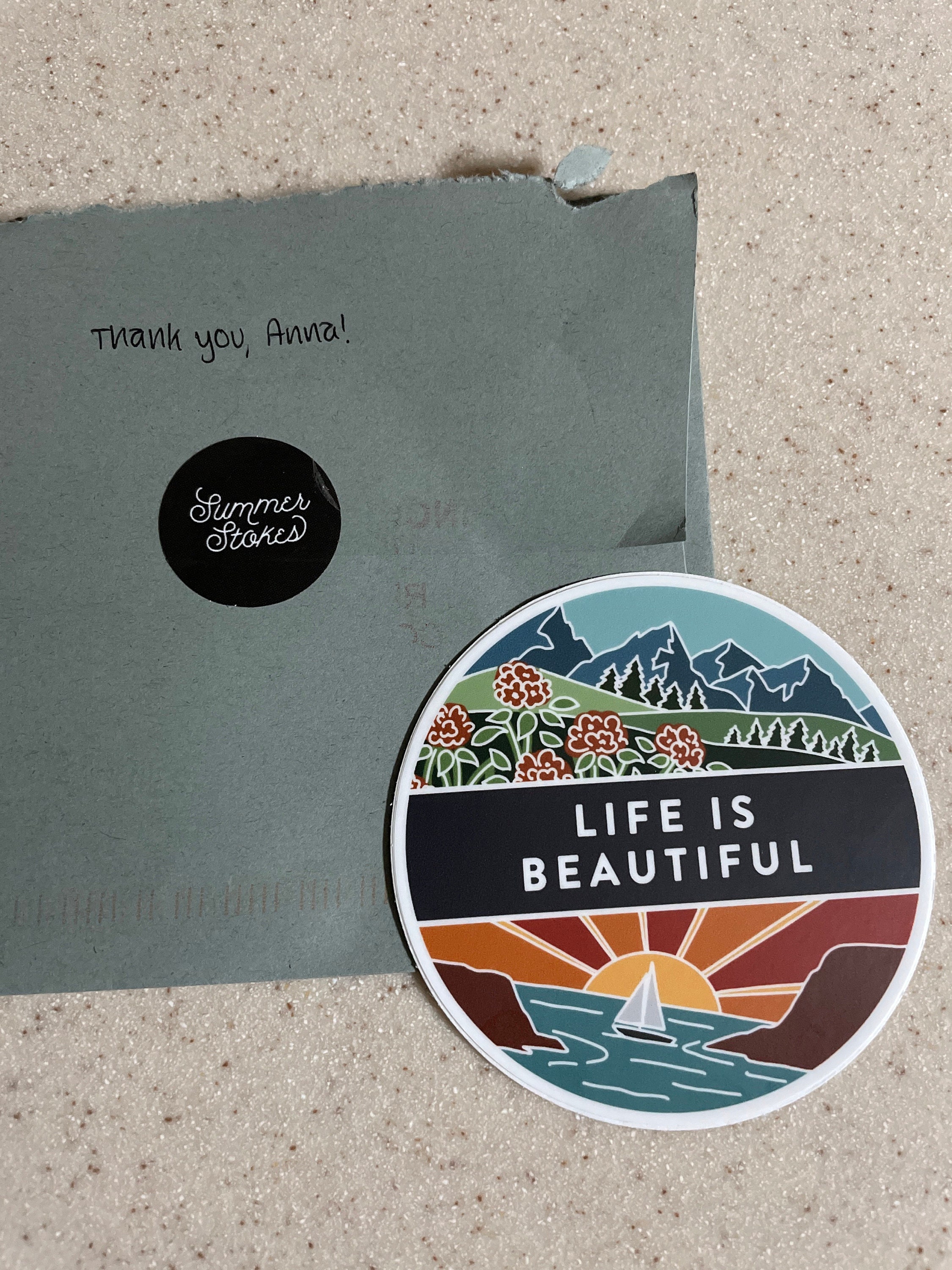 Life Is Beautiful Durable Sticker | High Quality Bumper Sticker | Outdoorsy Vinyl Decal | Weatherproof Sticker | Water Bottle Sticker | 3&quot;