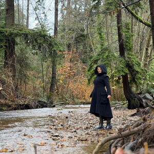 Long Wool Gothic Coat With Hood and Pockets - Etsy Canada