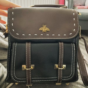 floral embroidered leather backpack