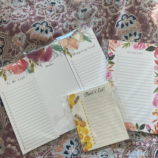 Pastel Garden Floral Notepad Set of 3 | Magnetic to Do List Desk Pad ...