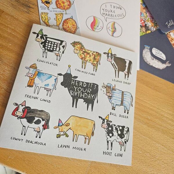 Herd T's Your Brthday Cow Puns Funny Humor Brthday Card Brtsh - View #3