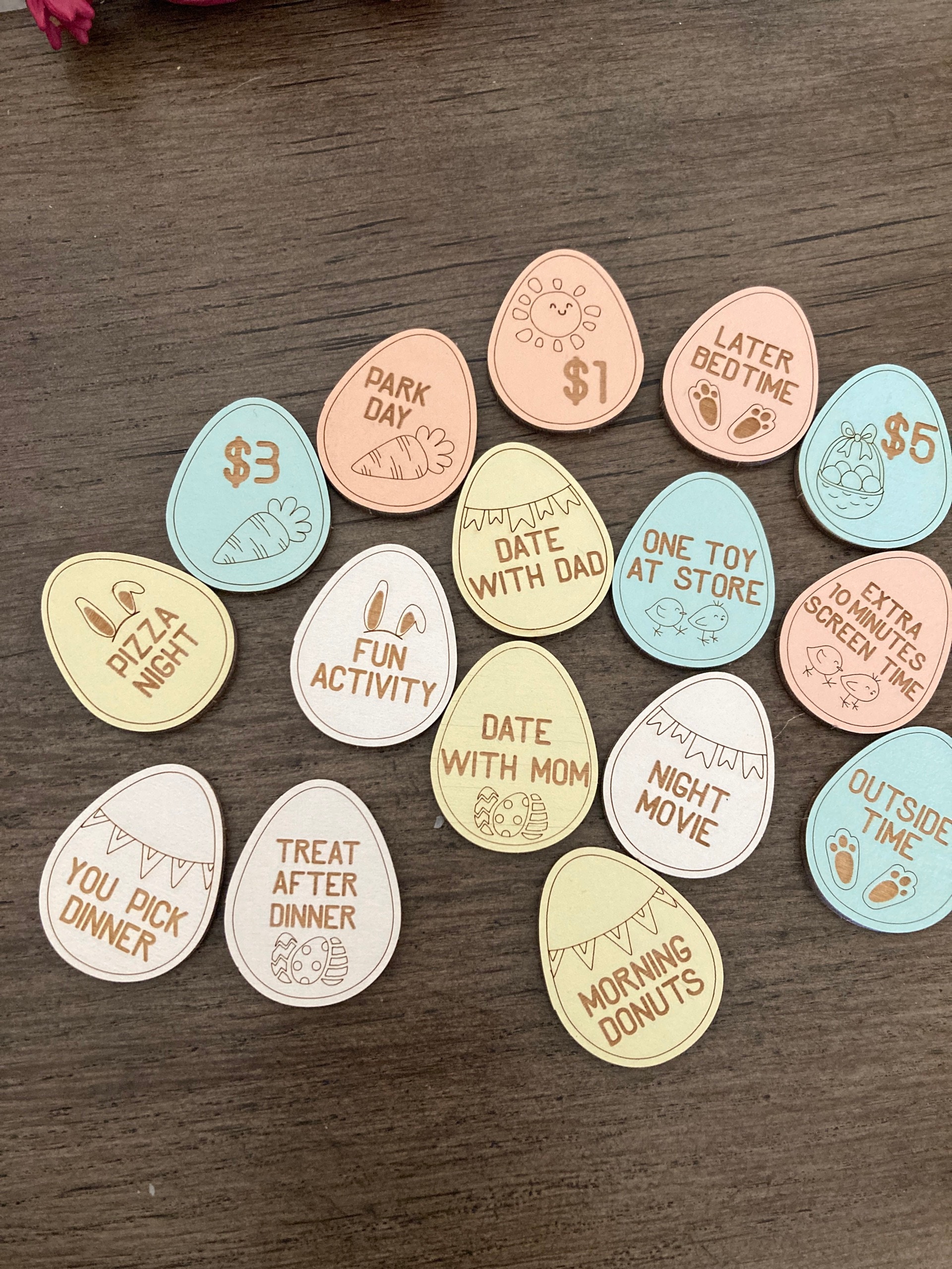 Easter Egg Tokens, Easter Hunt Game For Kids, Reward Tokens, Children Easter Outdoor Game, Easter Basket Tokens, Wooden Hunting Tokens