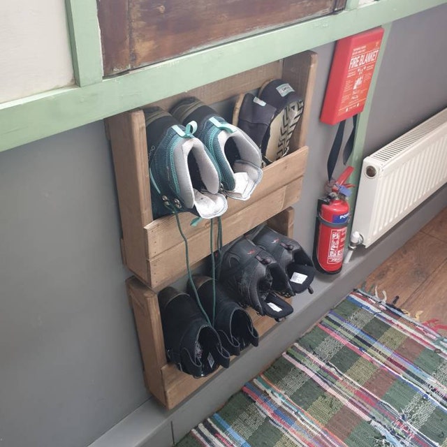 Shoe Rack Wall Mounted Rustic Wooden Lightweight Shoe Storage Solution in  Stock Fast Dispatch -  Norway