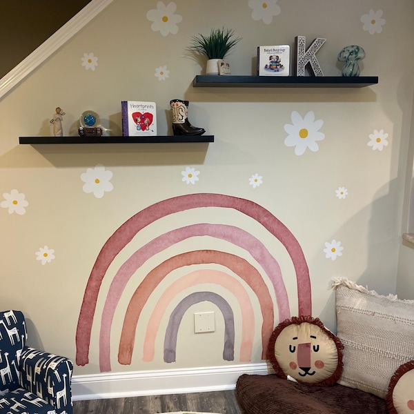 Large Daisy Wall Decals Boho Nursery Decor Kids Room Wall Art Fabric ...