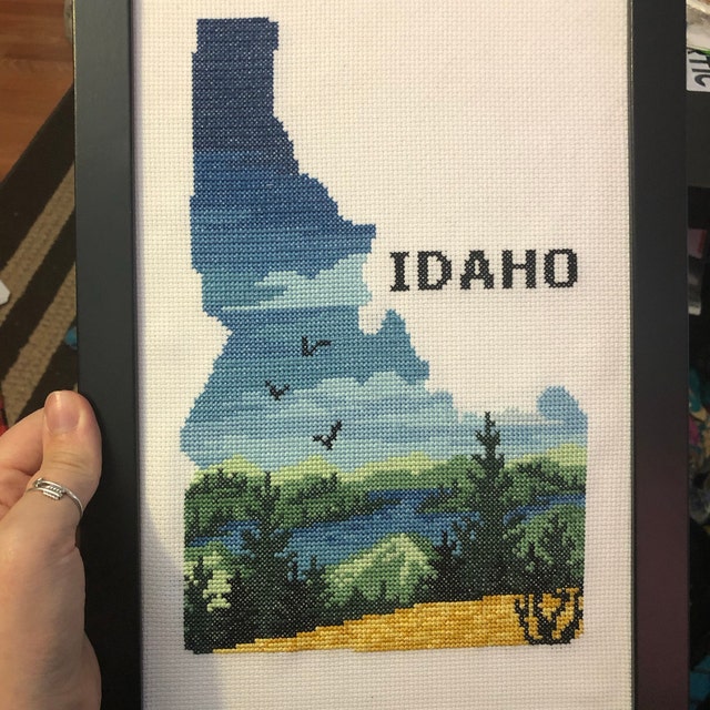 まち ページ Idaho State Modern Cross Stitch Pattern, Nature Counted