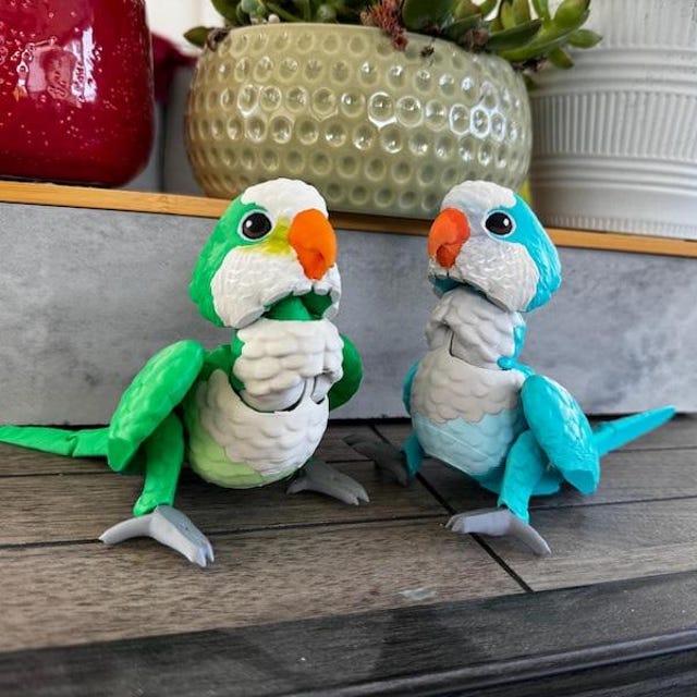 ロイヤルドルトン　ボーンチャイナ　フィギュリン　オウム　鳥　インコ クエーカー パロット モンク インコ - 細部まで手描きされた関節式 3D