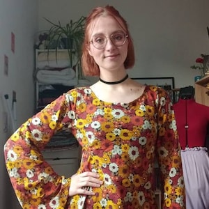 Long Bell Sleeve Mini Dress | Hippie Maxi Dress | Silk Mini Dress PDF | Cocktail Dress Pattern | Dress Sewing Tutorial | INSTANT DOWNLOAD