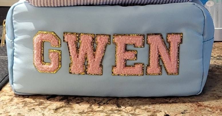 Cosmetic Bag - Makeup bag- Travel Bag- Bag with Patch- Customized Bag- Bridesmaid Gift- graduation gift- college bag- game day