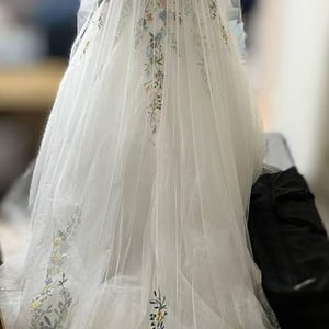 ワイルドフラワーレースブライダルベールロングカテドラル、グリーン
