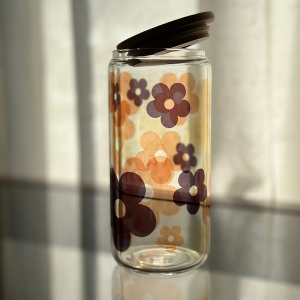 Retro Daisy Flower SVG for Libbey Beer Can Glass Wrap 16 Oz | Boho ...