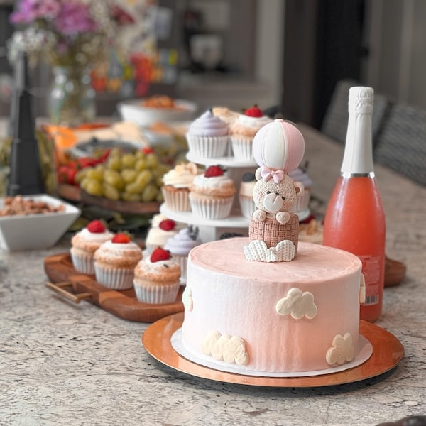 Bear Cake Topper, Fondant Bear Cake Topper, Hot Air Balloon Teddy Bear ...