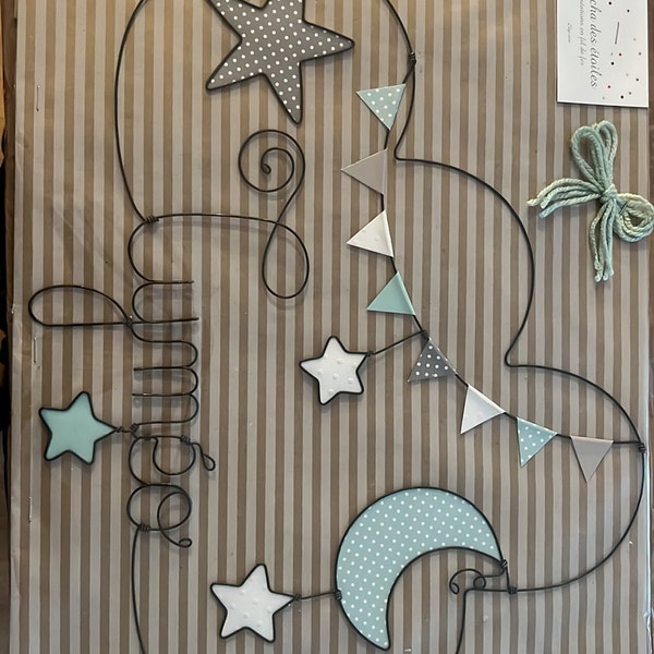 Autocollant Mural Enfant Personnalisé Prénom - Motif Lune Et étoiles Multicolore - SUD TRADING