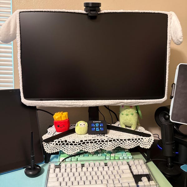Computer Cat Covers Cute Cat White Monitor Cover Gamer - Etsy