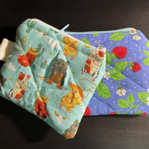 Red - Handmade Quilted Cotton Coin Pouch 05