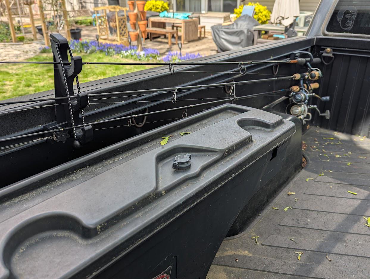 Fishing Rod Holder for Toyota Tacoma Bed Rail - Above The Bed Version