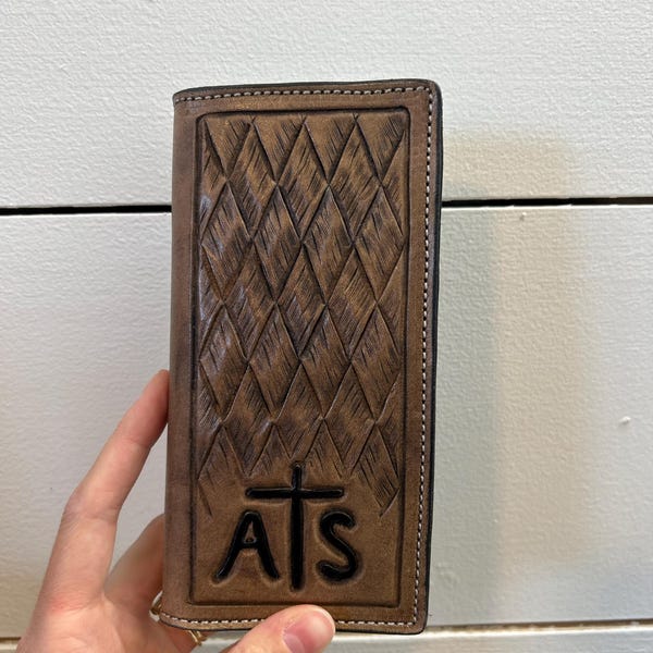 Customizable Hand-tooled Leather Roper Wallet - Etsy