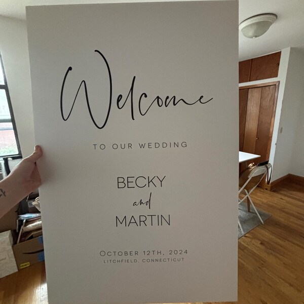 Wedding Welcome Sign, Printable Script Welcome Poster Template, Modern ...