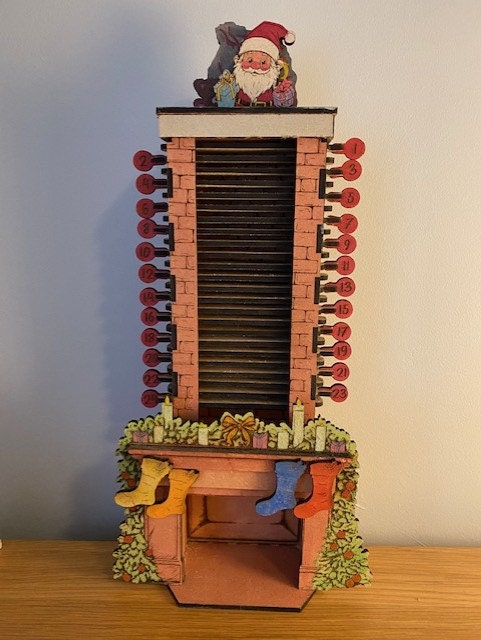 Santa in the Chimney, Christmas Advent Countdown Calendar, Laser Cutting