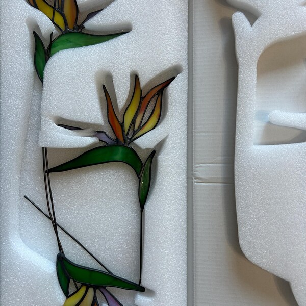 Stained Glass Bird of Paradise Flower Set of 3– Tropical Botanical ...